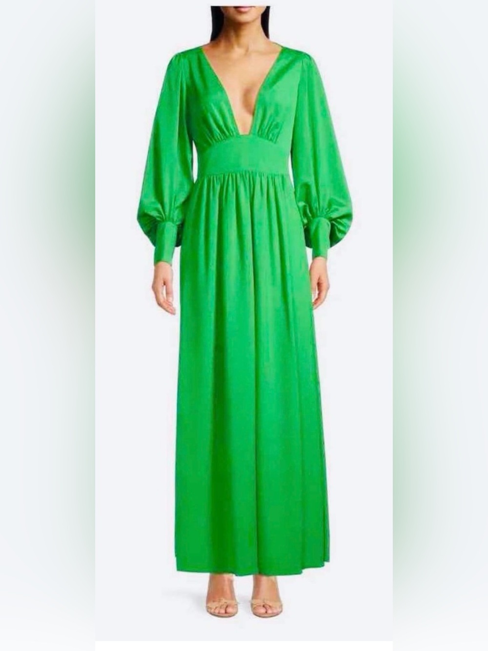 Elegant Green Long Sleeve Maxi Dress - Brand Unspecified